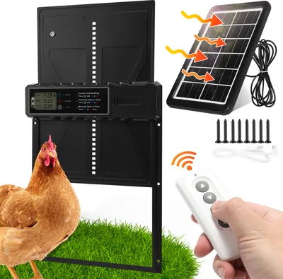 Obrázek produktu pro Hengda Hliníkové automatické solární kuřecí dveře, baterie, elektrické kuřecí dveře, automatické otevírání dveří, elektrické kuřecí dveře, černé