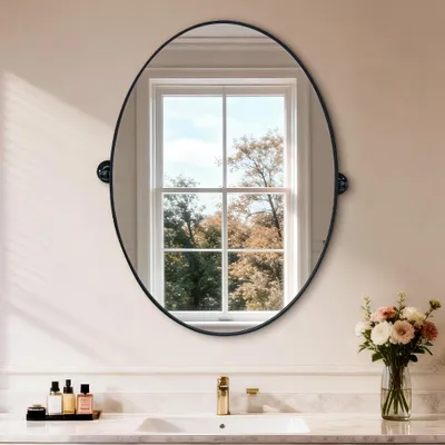 Productafbeelding van WISFOR Decoratieve spiegel, 50x70 cm, kantelbaar ±9°. Kantelspiegel voor zittende en staande posities, wandspiegel geschikt voor verzorgingstehuizen, klinieken en badkamers