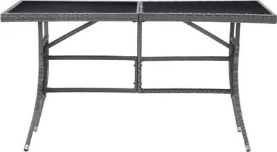 Image de vidaXL Table de jardin Gris 140 x 80 x 74 cm Poly rotin