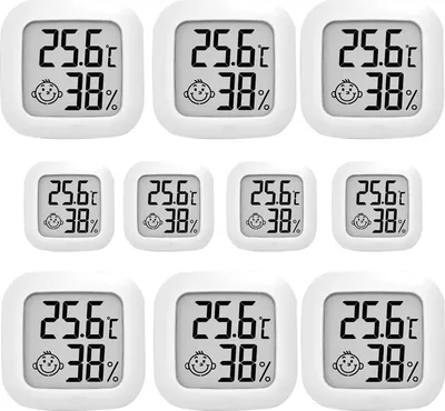 Obrázok produktu pre 10X teplomer, digitálny vlhkomer, termo-vlhkomer s meraním vlhkosti a teploty. Presné zobrazenie vlhkosti. Rozsah merania teploty: -50 °C až 70 °C a vlhkosť vzduchu: 10 % RH až 99 % RH. Senzor
