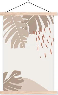 Produktbild von MuchoWow® Textilposter Sommer - Tropisch - Blatt 60x90 cm mit holzfarbenen Rahmen - Textil