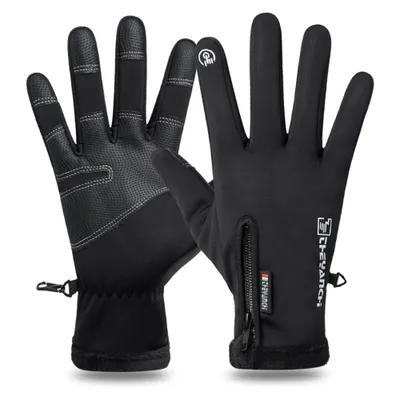 Obrázek produktu pro Cyklistické rukavice černé XL-2XL, termo rukavice, dotykové, větruodolné, pánské a dámské, A0354
