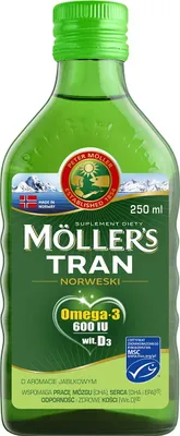 Produktbild von Lebertran, Moller's, Lebertran, mit Omega 3, Apfelgeschmack, 250ml