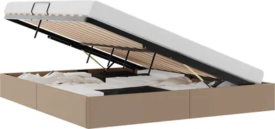 Image de vidaXL Coffret de lit capitonné, couleur cappuccino, 180 x 200 cm, revêtement en similicuir