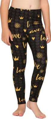 Image de Leggings longs en coton pour fille Merry Style MS10-337 (Graphite/Cœur et couronne, 116)