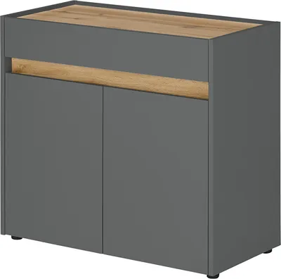 Produktbild von Kommode, 80cm breit, anthrazit mit Eiche, CRISP-61