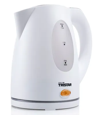 Produktbild von Tristar WK-1324 Wasserkocher, 1,5 l, 2000 W, Weiß, Kunststoff, Wasserstandsanzeige, Überhitzungsschutz