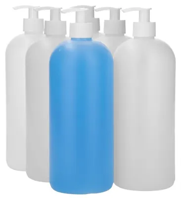 Obrázok produktu pre Sada 6 prázdnych HDPE fliaš s dávkovacou pumpou, objem 1000 ml
