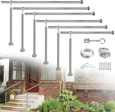 Produktbild von ACXIN Edelstahl Handlauf Eingangsgeländer Geländer Treppengeländer Rostfrei Wandhandlauf für Drinnen Draußen Treppen Balkon Brüstung - Höhe: 90cm Längen: 200cm