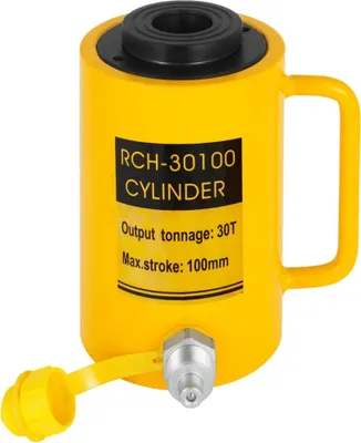 Produktbild von Hydraulikzylinderheber - 30T Kapazität - 100 mm Hub - Einfachwirkend - Tragbar - Gelb - Hydraulischer Wagenheber - Hohlkolbenheber