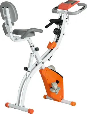 Image de Vélo d'appartement - Vélo de fitness pliable - Ecran LCD - Résistance réglable - Siège avec dossier - 97 x 51 x 115 cm - Orange