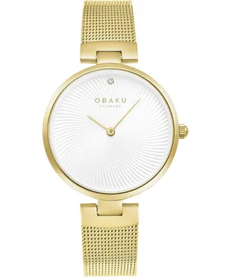 Immagine prodotto di Obaku - Orologio da polso - Donna - Quarzo - Oro con diamanti - V256LXGIMG