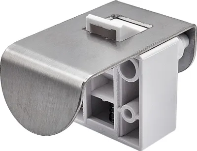 Immagine prodotto di RV-Labs® Serratura per mobili in acciaio inox a strappo / Serratura a maniglia con larghezza della maniglia di 42 mm, mezza luna - Acciaio inox spazzolato