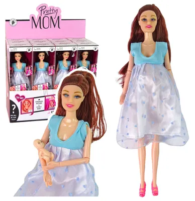 Obrázok produktu pre Tehotná mama Baby Bábika otváracie bruško modré šaty 30 cm