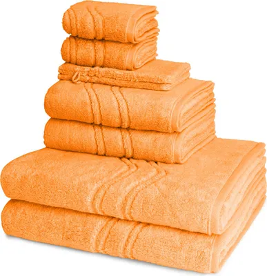 Produktbild von Ross Cashmere feeling 2 X Wasch- 2 X Gäste- 2 X Dusch- 2 X Handtuch im Set Hochwertiger Walkfrottee mit 520 g/m² Flächengewicht, Dekoratives Wellenmuster und gewebte Bordüre, Praktische Aufhänger-Kordel für einfachen Gebrauch