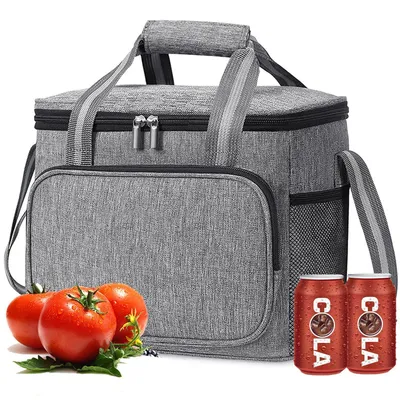 Image de Sac isotherme pliable de 15 litres, étanche, de couleur grise, idéal pour les pique-niques, le camping, le bureau ou le travail