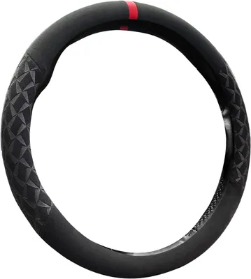 Zdjęcie produktu dla Pokrowiec na kierownicę 37-38 cm, antypoślizgowy, zamsz, czarny, do kierownicy