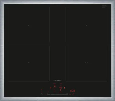Produktbild von Siemens iQ500 ED645HQC1E, Schwarz, Edelstahl, Integriert, 60 cm, Zonen-Induktionskochfeld, Glaskeramik, 4 Zone(n)