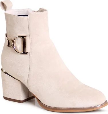 Produktbild von topschuhe24 3116 Damen Velours Stiefeletten Ankle Boots, Farbe:Beige, Größe:40 EU