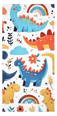 Produktbild von Strandtuch Kinder 140 x 70 cm Badetuch für Mädchen und Jungen Dino/Weiß Baumwolle