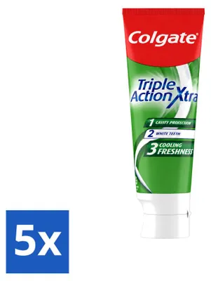 Image de 5 tubes de dentifrice Colgate Triple Action Xtra Fresh, 75 ml - Pack économique - 5 pièces