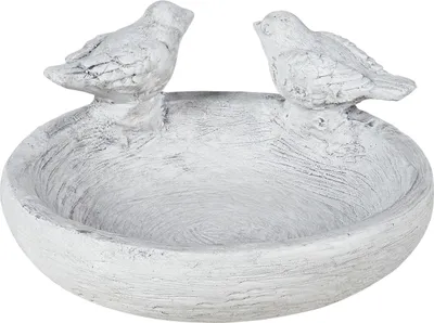 Produktbild von BELIANI Vogeltränke Grau MgO 13 cm Hoch Rund ⌀ 26 cm zum Hinstellen Antik-Optik Rustikal Futterschale Vogelbad Vogelbrunnen für Garten Außenbereich