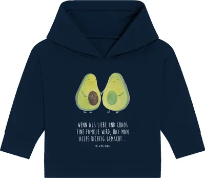 Produktbild von Mr. & Mrs. Panda Organic Baby Hoodie Avocado Pärchen 12. - 18. Monat - French Navy - Geschenk, Geburt, Liebe, Kapuzensweatshirt, Familie, Kapuzenshirt