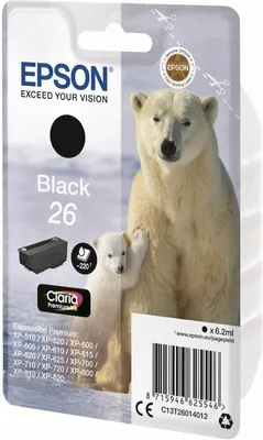 Zdjęcie produktu dla Epson Daisy Atrament 18 Stokrotka Claria Home, pojedyncze opakowanie, czarny, Standardowa wydajność, Czarny, Tusz na bazie pigmentu, 5,2 ml, 1 szt., 175 stron(y)