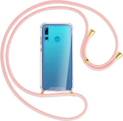 Produktbild von Handykette Backcover-Schutzhülle mit Band (Metall goldfarben) für Huawei P Smart Plus 2019 - rosa