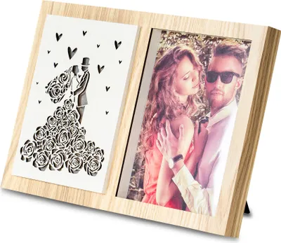 Produktbild von Bilderrahmen LED Foto 15x20cm Hochzeit Holz Fotorahmen Tischdeko Love