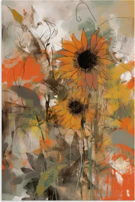 Produktbild von ARTland Wandbild Alu für Innen & Outdoor Sonnenblumen Abstract Größe: 20x30 cm