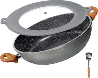 Produktbild von STONELINE®  Germany Servierpfanne 28 cm | mit Deckel - Holzoptik