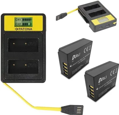 Produktbild von ARLI Set: 2x Akku für Fuji NP-W126S NPW-126 + Smart Dual LCD USB Ladegerät