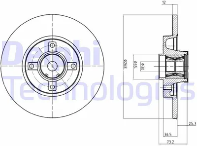 Produktbild von 2x DELPHI Bremsscheibe BG9053RSC passend für PEUGEOT 308 SW I (4E_ 4H_) 73 2mm