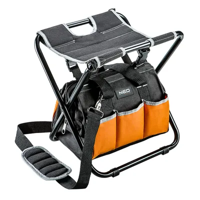Immagine prodotto di NEO TOOLS Borsa porta attrezzi - Borsa porta attrezzi professionale - Borsa porta attrezzi per appassionati di bricolage e hobbisti - Dimensioni 33,8 x 33,5 x 30 cm con sgabello pieghevole