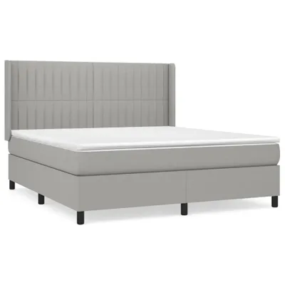 Zdjęcie produktu dla Łóżko Kontynentalne Z Materacem, Jasnoszare, Tkanina, 180X200Cm Lumarko!