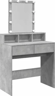 Image de vidaXL Coiffeuse avec éclairage LED gris béton 80x41x144,5 cm