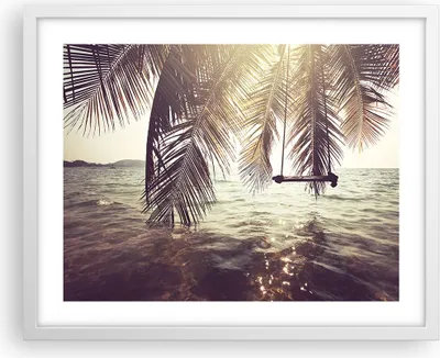 Produktbild von Gerahmtes Poster - Weißer Rahmen - Meer Palme Wasser - 50x40 cm - Wand Bild - Wanddeko - Wandbilder - Kunstposter - Wandposter - Bilderrahmen - Bilder - Kunstdruck - Wandbild - P2WAA50x40-3634