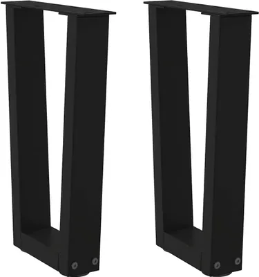 Image de Pieds de table basse en forme de V 2 pièces Noir 28 x (42-43,3) cm Acier