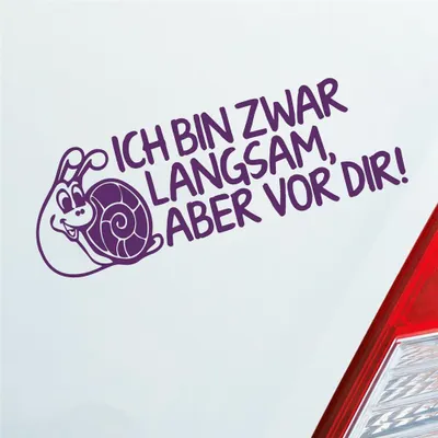 Produktbild von Auto Aufkleber Ich bin zwar langsam, aber vor dir! Schnecke Tuning 15x5 cm Lila Sticker Heckscheibenaufkleber