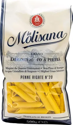 Produktbild von La Molisana Penne Rigate N°20 - 24x 500g - original italienische Penne Pasta, Nudeln aus Hartweizengrieß, mit geriffelter Oberfläche, Trafilata al bronzo