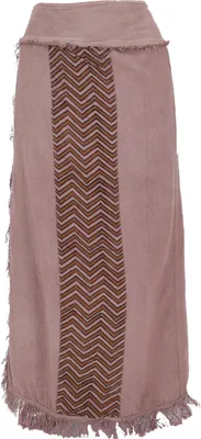 Produktbild von Boho Wickelrock mit Tribaldruck, Fransen - Rose, Damen, Pink, Baumwolle, Größe: L/XL
