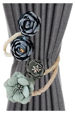 Produktbild von Blumen-Krawattenrücken – verstellbare Raffhalter mit floralem Muster für Fensterdekoration