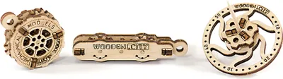 Image de Wooden City 3D puzzle mécanique en bois 3 porte-clés mécaniques
