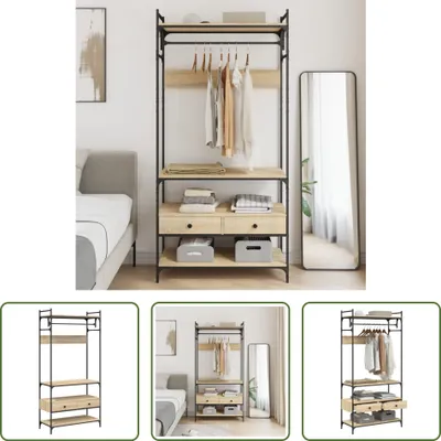 Immagine prodotto di The Living Store appendiabiti con cassetti in rovere Sonoma 89x39x184,5 cm
