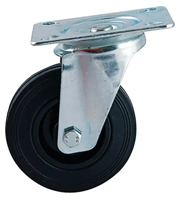 Image de Roulette D65mm caoutchouc noir platine pivotante - AVL - 508830A