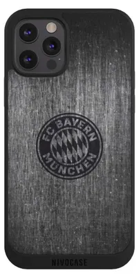Produktbild von NIVOCASE Handyhülle für Apple iPhone 12 Pro Max  Hülle NIVOpure Case Schwarz FC Bayern München FCB Metallic Look