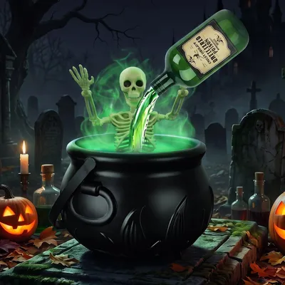Zdjęcie produktu dla Skelet - Dekoracyjna czarownica na Halloween z kotłem i efektem mgły - Dekoracja na Halloween, czarownica z kotłem i generatorem mgły, do użytku zewnętrznego