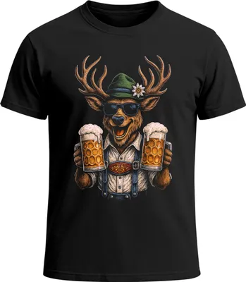 Produktbild von Herren T-Shirt für das Hirsch Maßkrüge Bier Trachtenlook Fun-Shirt Trachtenshirt Bierfest Outfit Statement Spruch Saufen lustig Moonworks®