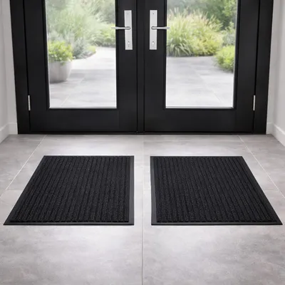 2 Stück Schmutzfangmatte Fußmatte Türmatte 40x60cm schwarz Eingangsmatte